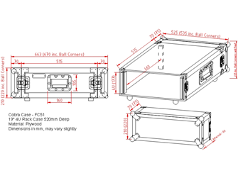 Cobra 4U 19-Inch Rack Flight Case 520mm Deep – Removable Lids, Strong Ply
